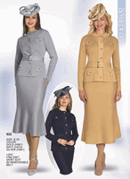 Lily & Taylor <br> (Volume 136) <br> LT922 <br> <br> GOLD <br>  NAVY <br>  SILVER <br> S M L XL 1x 2x 3x<BR><BR>2Pc Fine Knit Skirt Suit w/Removeable Belt