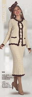 Lily & Taylor <br> (Volume 136) <br> LT936 <br> <br> BEIGE/BROWN <br>  RED/BLACK <br> S M L XL 1x 2x 3x 4x<BR><BR>3Pc Fine Knit Skirt Suit w/Scallop Trimmed Jacket