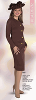 Lily & Taylor <br> (Volume 136) <br> LT937 <br> <br> IVORY <br>  BROWN <br>  ROYAL-BLUE <br> S M L XL 1x 2x 3x<BR><BR>3Pc Fine Knit Skirt Suit w/Nautical Buttons