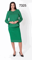 Liorah <br> (2026) <br> L7325 <br> <br> Emerald <br> 8 10 12 14 16 18 20<BR><BR>Textured Knit Skirt Suit w/Tailored Jacket & Sleek Pencil Skirt