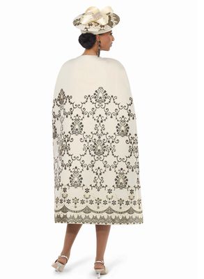Lisa Rene <br> (Fall 2025) <br> LR240729 <br> <br> Champagne <br> 8 10 12 14 16 18 16w 18w 20w 22w 24w 26w<br> <br> 2pc. Cape & Dress set <br> Novelty Fabric With A Beautiful Embroidery Design on Front & Back With A Stunning Buckle Closure Lisa Rene <br> (Fall 2025) <br> LR240729 <br> <br> Champagne <br> 8 10 12 14 16 18 16w 18w 20w 22w 24w 26w<br> <br> 2pc. Cape & Dress set <br> Novelty Fabric With A Beautiful Embroidery Design on Front & Back With A Stunning Buckle Closure