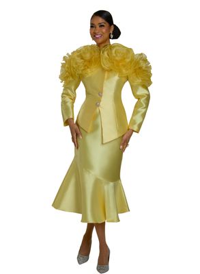 Lisa Rene <br> (Fall 2025) <br> LR66395 <br> <br> YELLOW <br> 8 10 12 14 16 18 16w 18w 20w 22w 24w 26w<br> <br> 2pc. Jacket & Skirt Set <br> Virtual Silk Fabrics Designed With Hand Made Organza Flowers & Rhinestone Buttons Lisa Rene <br> (Fall 2025) <br> LR66395 <br> <br> YELLOW <br> 8 10 12 14 16 18 16w 18w 20w 22w 24w 26w<br> <br> 2pc. Jacket & Skirt Set <br> Virtual Silk Fabrics Designed With Hand Made Organza Flowers & Rhinestone Buttons