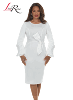 Lisa Rene <br> (Fall/Holiday 2026) <br> LR3378-WH <br> <br> WHITE <br> 8 10 12 14 16 18 20 22<br> <br> Dress <br> Poly/Spandex Fabric With Pearl Trims