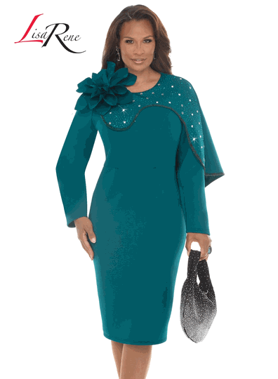 Lisa Rene <br> (Fall/Holiday 2026) <br> LR3402 <br> <br> JADE <br> 8 10 12 14 16 18 20<br> <br> Dress <br> Poly/Spandex Fabric With Rhinestone Trims