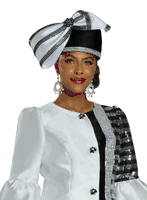 Lisa Rene Hats <br> (Fall 2025) <br> HAT (With LR Hat Box)<br>LR-H66351 <br> <br> White/Black