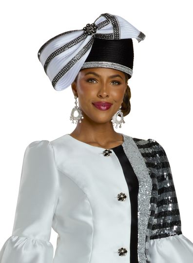 Lisa Rene Hats <br> (Fall 2025) <br> HAT (With LR Hat Box)<br>LR-H66351 <br> <br> White/Black
