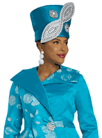 Lisa Rene Hats <br> (Fall 2025) <br> HAT (With LR Hat Box)<br>LR-H66379 <br> <br> Peacock/White