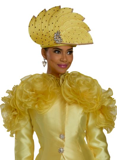 Lisa Rene Hats <br> (Fall 2025) <br> HAT (With LR Hat Box)<br>LR-H66395 <br> <br> Yellow