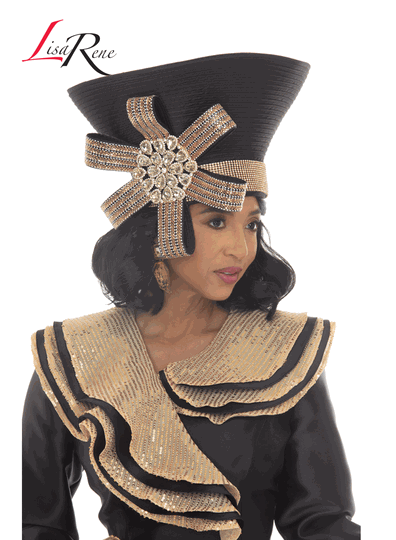 Lisa Rene Hats <br> (Fall/Holiday 2026) <br> HAT<br>LRHJ0229 <br> <br> Black/Gold