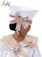 Lisa Rene Hats <br> (Spring/Summer 2026) <br> HAT<br>LR-H3381 <br> <br> WHITE/GOLD