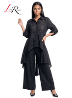 Lisa Rene <br> (Spring/Summer 2026) <br> LR3367 <br> <br> BLACK <br> S M L XL 1x 2x<br> <br> 2Pc. Hi-Low Tunic & Pant Set <br> Linen