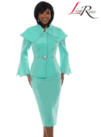 Lisa Rene <br> (Spring/Summer 2026) <br> LR3377-MI <br> <br> MINT/SILVER <br> 10 12 14 16 18 20 22 24<br> <br> 2pc. Jacket & Skirt Set <br> Poly/Spandex Fabric With Rhinestone Button