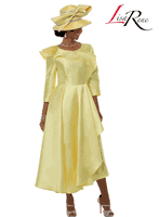 Lisa Rene <br> (Spring/Summer 2026) <br> LR3380-CA <br> <br> CANARY <br> 10 12 14 16 18 20 22 24<br> <br> Dress <br> Virtual Silk Look Fabric With Rhinestone Trims
