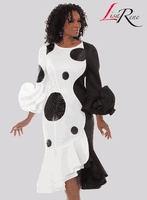 Lisa Rene <br> (Spring/Summer 2026) <br> LR3383 <br> <br> BLACK/OFF-WHITE <br> 8 10 12 14 16 18 20 22<br> <br> Dress <br> Poly/Spandex Fabric With Black Sequins Trims