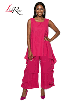 Lisa Rene <br> (Spring/Summer 2026) <br> LR3390 <br> <br> FUCSHIA <br> S M L XL 1x 2x<br> <br> 2Pc. Tunic & Pant Set <br> Linen