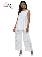 Lisa Rene <br> (Spring/Summer 2026) <br> LR3390 <br> <br> WHITE <br> S M L XL 1x 2x<br> <br> 2Pc. Tunic & Pant Set <br> Linen