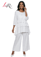 Lisa Rene <br> (Spring/Summer 2026) <br> LR3391 <br> <br> WHITE <br> S M L XL 1x 2x<br> <br> 2Pc. Tunic & Pant Set <br> Linen
