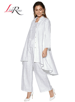 Lisa Rene <br> (Spring/Summer 2026) <br> LR3392 <br> <br> WHITE <br> S M L XL 1x 2x<br> <br> 3Pc. Jacket, Cami & Pant Set <br> Linen