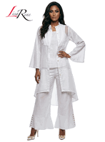 Lisa Rene <br> (Spring/Summer 2026) <br> LR3393 <br> <br> WHITE <br> S M L XL 1x 2x<br> <br> 3Pc. Jacket, Cami & Pant Set <br> Linen