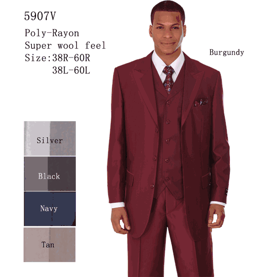 Longstry <br> (Men's Collection) <br> LG-5907V <br> <br> BURGUNDY <br>  <br> Size: 38R - 56R & 38L - 56L