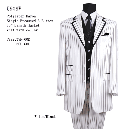 Longstry <br> (Men's Collection) <br> LG-5908V <br> <br> WHITE/BLACK <br>  <br> Size: 38R - 56R & 38L - 56L