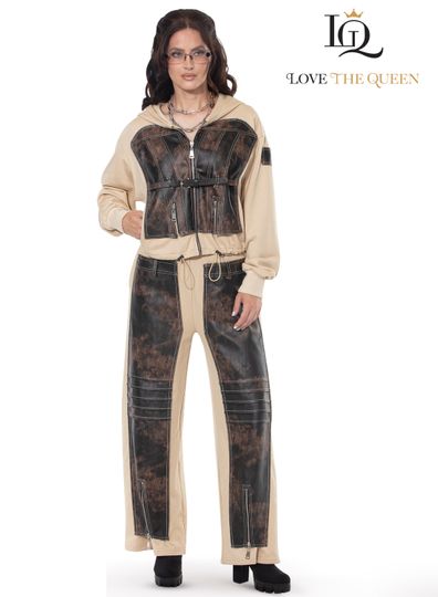 Love The Queen <br> (Fall/Holiday 2025) <br> LTQ17622 <br> <br> TAN/BROWN <br> S M L XL 1X 2X<BR><BR>2pc. Jacket & Pant Set