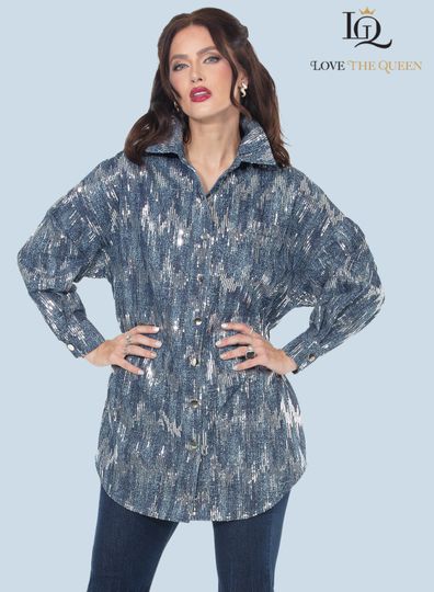 Love The Queen <br> (Fall/Holiday 2025) <br> LTQ17625 <br> <br> DARK BLUE <br> S/M  L/XL  1X/2X<BR><BR>Tunic