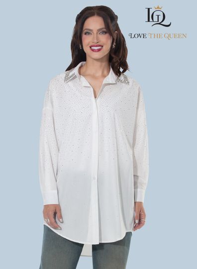 Love The Queen <br> (Fall/Holiday 2025) <br> LTQ17626 <br> <br> WHITE <br>S/M  L/XL  1X/2X<BR><BR>Tunic