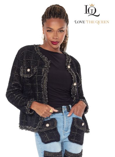Love The Queen <br> (Fall/Holiday 2025) <br> LTQ17630-J <br> <br> BLACK <br> S M L XL 1X 2X<BR><BR>Jacket