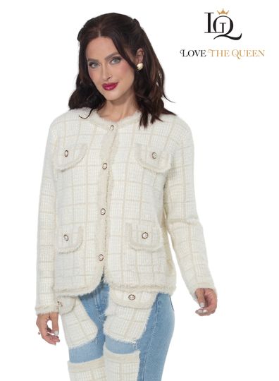 Love The Queen <br> (Fall/Holiday 2025) <br> LTQ17630-J <br> <br> OFF-WHITE <br> S M L XL 1X 2X<BR><BR>Jacket