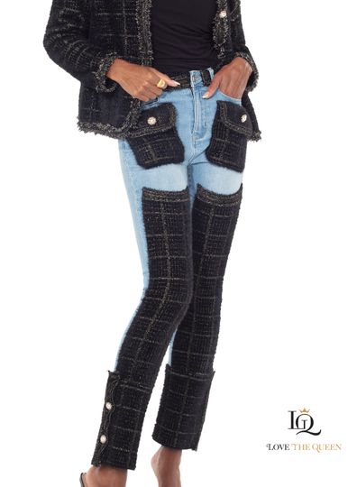 Love The Queen <br> (Fall/Holiday 2025) <br> LTQ17630-P <br> <br> BLACK/DENIM <br> S M L XL 1X 2X<BR><BR>Pant
