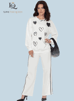 Love The Queen <br> (Fall/Holiday 2025) <br> LTQ17638 <br> <br> OFF-WHITE <br> S M L XL 1X 2X<BR><BR>2pc. Top & Pant Set