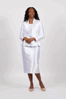 Lusso <br> (Fall/Winter 2026) <br> LU9160 <br><br>White <br> 8 10 12 14 16 18 20 22 24<br><br>3 piece silky twill peplum skirt suit w/rhinestones & cami Lusso <br> (Fall/Winter 2026) <br> LU9160 <br><br>White <br> 8 10 12 14 16 18 20 22 24<br><br>3 piece silky twill peplum skirt suit w/rhinestones & cami