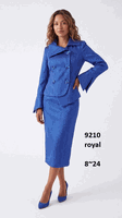 Lusso <br> (Fall/Winter 2026) <br> LU9210 <br><br>Royal <br> 8 10 12 14 16 18 20 22 24<br><br>Double breasted skirt suit w/asymmetrical collar & matching rhinestone buttons Lusso <br> (Fall/Winter 2026) <br> LU9210 <br><br>Royal <br> 8 10 12 14 16 18 20 22 24<br><br>Double breasted skirt suit w/asymmetrical collar & matching rhinestone buttons