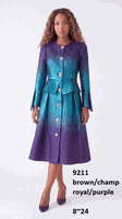 Lusso <br> (Fall/Winter 2026) <br> LU9211-RO <br><br>Royal/Purple <br> 8 10 12 14 16 18 20 22 24<br><br>Metallic ombre peplum dress w/pleats & gold buttons Lusso <br> (Fall/Winter 2026) <br> LU9211-RO <br><br>Royal/Purple <br> 8 10 12 14 16 18 20 22 24<br><br>Metallic ombre peplum dress w/pleats & gold buttons