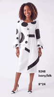 Lusso <br> (Fall/Winter 2026) <br> LU9248 <br><br>Ivory/Black <br> 8 10 12 14 16 18 20 22 24<br><br>Sequin polka dot cascading peplum suit w/flare sleeves Lusso <br> (Fall/Winter 2026) <br> LU9248 <br><br>Ivory/Black <br> 8 10 12 14 16 18 20 22 24<br><br>Sequin polka dot cascading peplum suit w/flare sleeves