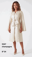 Lusso <br> (Fall/Winter 2026) <br> LU9267 <br><br>Champagne <br> 8 10 12 14 16 18 20 22 24<br><br>Split cape sleeve duster w/dress & pearl trim Lusso <br> (Fall/Winter 2026) <br> LU9267 <br><br>Champagne <br> 8 10 12 14 16 18 20 22 24<br><br>Split cape sleeve duster w/dress & pearl trim