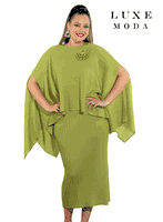 Luxe Moda <br> (Fall/Holiday 2025) <br> LM-462 <br> <br> Lime <br> S/M  L/XL  1X/2X<br> <br> 2pc. Dress & Top Set