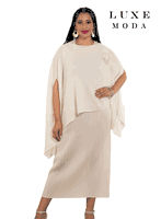 Luxe Moda <br> (Fall/Holiday 2025) <br> LM-462 <br> <br> Off-White <br> S/M  L/XL  1X/2X<br> <br> 2pc. Dress & Top Set
