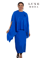 Luxe Moda <br> (Fall/Holiday 2025) <br> LM-462 <br> <br> Royal <br> S/M  L/XL  1X/2X<br> <br> 2pc. Dress & Top Set