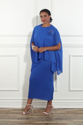 Luxe Moda <br> (Fall/Holiday 2025) <br> LM-462 <br> <br> Royal <br> S/M  L/XL  1X/2X<br> <br> 2pc. Dress & Top Set