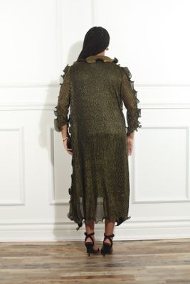 Luxe Moda <br> (Fall/Holiday 2025) <br> LM-468 <br> <br> Gold <br> S/M  L/XL  1X/2X<br> <br> 2pc. Dress & Duster Set