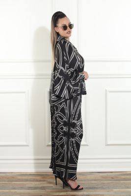 Luxe Moda <br> (Fall/Holiday 2025) <br> LM-469 <br> <br> Black/Off-White <br> S/M  L/XL  1X/2X<br> <br> 2pc. Top & Pant Set