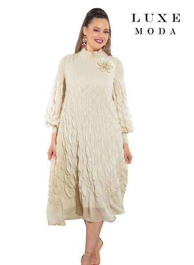 Luxe Moda <br> (Fall/Holiday 2025) <br> LM-481 <br> <br> Beige <br> S/M  L/XL  1X/2X<br> <br> Dress