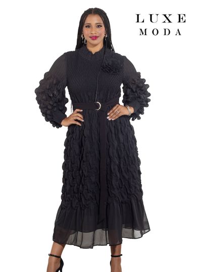 Luxe Moda <br> (Fall/Holiday 2025) <br> LM-481 <br> <br> Black <br> S/M  L/XL  1X/2X<br> <br> Dress