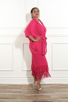 Luxe Moda <br> (Fall/Holiday 2025) <br> LM-482 <br> <br> Fuchsia <br> S/M  L/XL  1X/2X<br> <br> 2pc. Jacket & Skirt Set