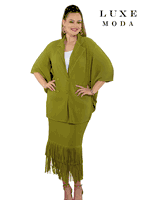 Luxe Moda <br> (Fall/Holiday 2025) <br> LM-482 <br> <br> Kiwi <br> S/M  L/XL  1X/2X<br> <br> 2pc. Jacket & Skirt Set