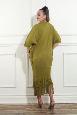 Luxe Moda <br> (Fall/Holiday 2025) <br> LM-482 <br> <br> Kiwi <br> S/M  L/XL  1X/2X<br> <br> 2pc. Jacket & Skirt Set