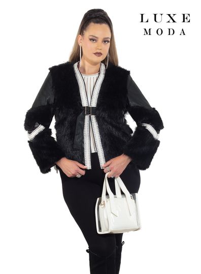 Luxe Moda <br> (Fall/Holiday 2025) <br> LM-484 <br> <br> Black <br> S/M  L/XL  1X/2X<br> <br> Jacket