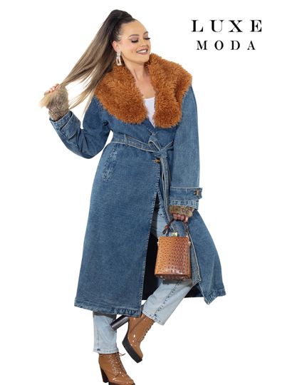 Luxe Moda <br> (Fall/Holiday 2025) <br> LM-488 <br> <br> Blue <br> S/M  L/XL<br> <br> Coat/Duster